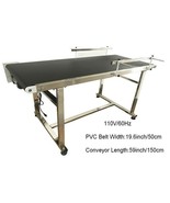 Fast Shipping New 110V Stainless 59&quot;x19.6&quot; PVC  Conveyor with Double Gua... - $924.51