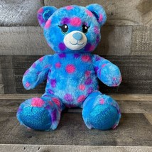 Build-A-Bear Blue Polka Dot Bear 17&quot; Sparkle Feet 2020 - £12.91 GBP