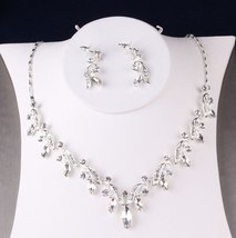 Crystal Water Drop Bridal Jewelry Sets Rhinestone Choker Necklace Earrin... - £26.98 GBP