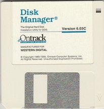 Disk Manager Version 6.03C for Western Digital by Ontrack~ 3.5 disk ~ 1995 - £6.65 GBP