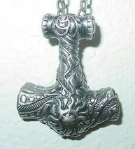Viking Norse Warrior Hammer Thor God Of Thunder Necklace Alloy Pendant Mjolnir - £12.78 GBP