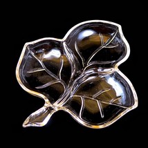 Hazel-Atlas Leaf Clear 8&quot; Figural 3-Part Relish Dish Mid-Century Glasswa... - $14.70