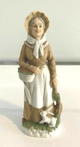 HOMCO Vintage  #1409 Woman Grandmother Figurine Fruit Basket Rabbit - £20.90 GBP
