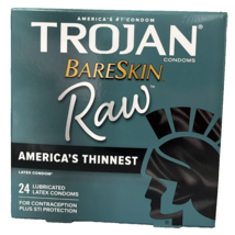 Trojan Bareskin RAW Thinnest Sensitive Lubricated Latex Condoms 24 count... - $17.81