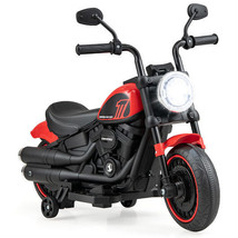 Kids Electric Motorcycle with Training Wheels and LED Headlights-Red - Color: R - £116.89 GBP