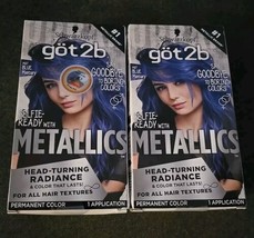 2 Schwarzkopf Got2b Metallics Permanent Hair Color Kit M67 Blue Mercury ... - $22.22
