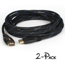 2Pc Hdmi To Hdmi Cable 15Ft W/Premium Protective Nylon Braided,Ethernet,3D,Audio - £34.59 GBP