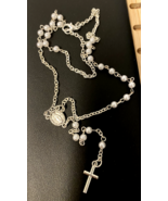 White Faux Pearl  Rosary 18&quot; L  Necklace, New  #AB-089 - $91.33 MXN