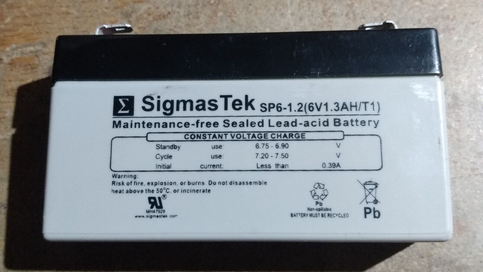 SigmasTek SP6-1.2 SLA Rechargeable Battery - $2.00
