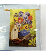 Pretty Pansy &amp; Birdhouse 28&quot; X 40&quot; Double Sided House Flag by Breeze Art... - $26.65 CAD