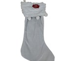Holiday Time Classic White Velour 19 inch Christmas Stocking with Pom Poms - £9.87 GBP