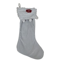 Holiday Time Classic White Velour 19 inch Christmas Stocking with Pom Poms - £9.71 GBP