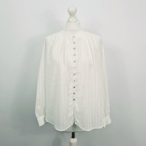 ZARA - New with Tag - Cotton Blouse With Metallic Thread - XSmall - White - $18.85