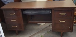 Amazing Mid-Century Solid Wood Office Desk - Dark Veneer Finish - Added Keyboard - £309.29 GBP