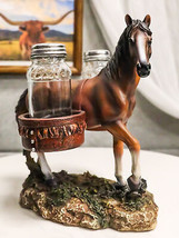 Rustic Western Brown Chestnut Horse With Saddlebags Salt Pepper Shakers Figurine - £27.16 GBP