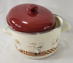 METALAC Enameled Cookware Italian Chef Pattern Stockpot 6.5qt  White Red... - $24.87