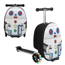 Hardshell Ride-on Suitcase Scooter with LED Flashing Wheels-White - Color: Whit - £123.48 GBP