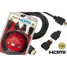 3 In 1 Hd High Speed Hdmi To Hdmi Cable + Micro Hdmi Adapter+ Mini Hdmi Kit New - £11.62 GBP
