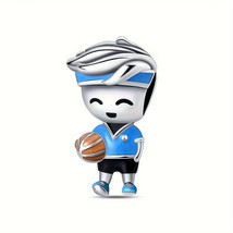 Sterling Silver Basketball Boy Charm for DIY Jewelry - $20.31