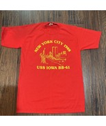 USS Iowa BB-61 Mens Graphic T-Shirt Red Yellow Crew Neck Tee M - $19.79