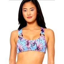 JESSICA SIMPSON Bikini top Swimwear O-Ring Smocked Bralette Tropical - $23.38