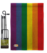 Rainbow Burlap - Impressions Decorative Metal Garden Pole Flag Set GS148640-DB - £27.16 GBP