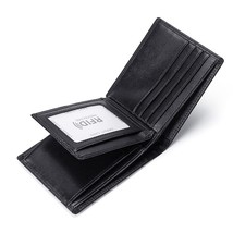   100% Leather Men Wallets Black Coin Purse Money Bags Small Slim Card Holder Ma - £21.32 GBP