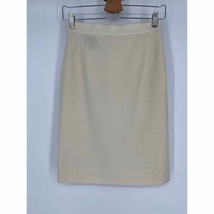 Emanuel Ungaro Parallele Paris Straight Skirt Sz 8 Ivory Textured Classic - £39.28 GBP