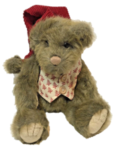 First &amp; Main Plush Teddy Bear Edgar B Evergreen Christmas Red Hat and Vest 12&quot; - £11.46 GBP