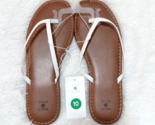 SHADE &amp; SHORE Women&#39;s Faux Leather Flip Flop Sandals &quot;WHITE&quot; (Size 10) B... - $9.49