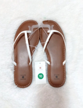 Shade &amp; Shore Women&#39;s Faux Leather Flip Flop Sandals &quot;White&quot; (Size 10) Brand New - £7.52 GBP