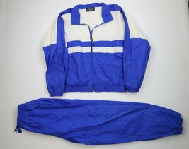 Vtg 90s Streetwear Mens Large Lined 2 Piece Windbreaker Track Suit Royal... - $89.05