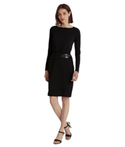 NEW LAUREN RALPH LAUREN BLACK  PLEATED CAREER JERSEY SHEATH DRESS SIZE 1... - $69.99