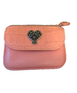Brighton Croco-Embossed &amp; Pebble Leather With Silver Filigree Heart Wall... - $20.36 CAD