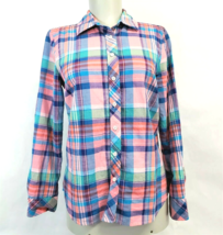 Talbots Petite Picnic plaid Button-up Shirt size P 0/2 cotton - £15.01 GBP