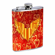 Heart Wings Em1 Flask 8oz Stainless Steel Hip Drinking Whiskey - £11.70 GBP