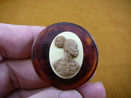 (CA10-53) RARE African American LADY brown + ivory CAMEO bakelite Pin Pendant - $37.39