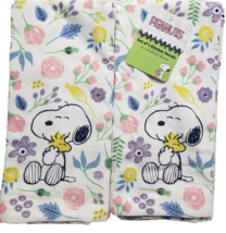 Set of 2 Cotton Towels (16&quot;x26&quot;) PEANUTS SNOOPY DOG &amp; WOODSTOCK WITH FLO... - $15.83