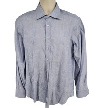 Etro 41 Long Sleeve Blue Floral Button Mens Shirt US Size L - £21.91 GBP