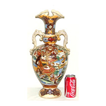 Antique Japanese Satsuma Urn c.1910 Meiji Period Samurai Warrior Urn Vase - £477.09 GBP