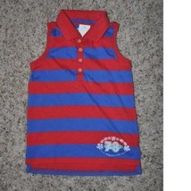 Girls Tank Top Polo Chaps Red Blue Striped Sleeveless Shirt-size 4 - £5.45 GBP
