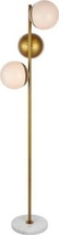 Floor Lamp ECLIPSE Transitional 3-Light Milk Brass White Marble Glass Wire - £477.70 GBP