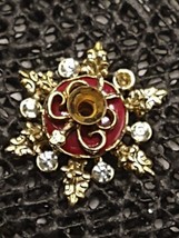 Vintage Red and Gold Tone Snowflake  Missing Stones  - $15.83