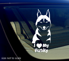 I Love My Husky Sticker Decal Heart Dog Animal Car Siberian Husky 5&quot; - £3.18 GBP