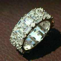 3Ct Baguette Cut Diamond Full Eternity Wedding Band Ring 14K White Gold Finish - £94.90 GBP