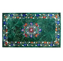 48&quot;x24&quot; Green Marble Table Top with Lapis Lazuli Inlay | Luxury Handmade... - $2,230.35 CAD