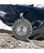 “Norse Tree of Life Pendant Necklace with Viking Runes” - $422.44 MXN