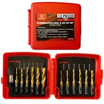 13 Pcs Sae And Metric Combination Drill &amp; Tap Bit Set, 3-In-1, Change Adapter - $35.99