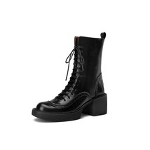 New Fashion Leisure Women Ankle Boots Platforms Genuine Leather Lace-Up Round To - £121.29 GBP