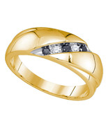 10k Yellow Gold Mens Round Black Diamond Wedding Anniversary Band Ring 1/5 - £320.58 GBP